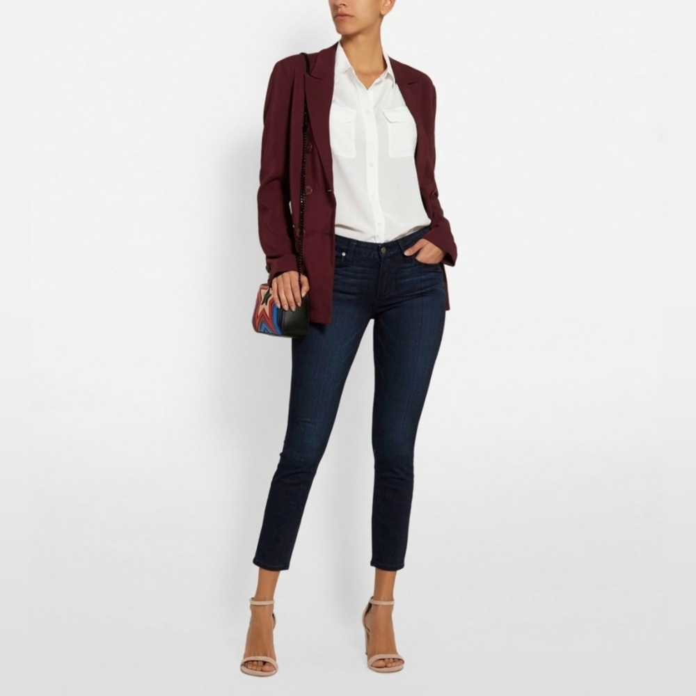 PAIGE High Waisted Dark Blue Wash TRANSCEND Stretch Hoxton Ultra Skinny Jeans 26